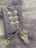 Purple White Organza