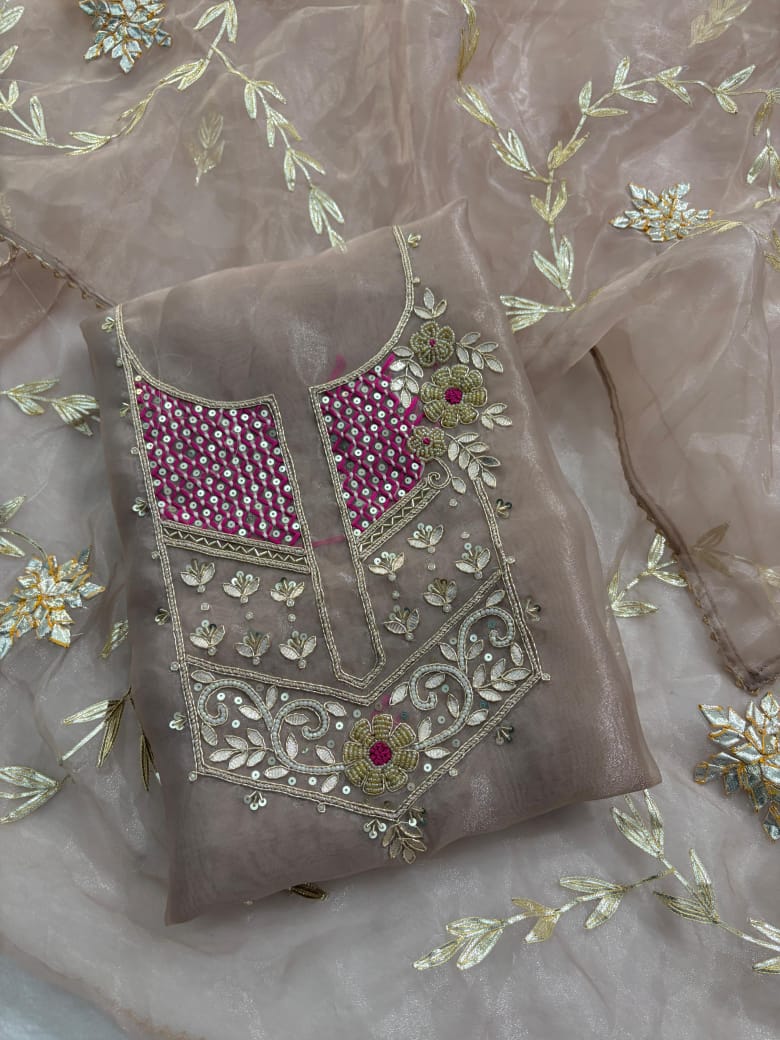Beige Mirror Organza