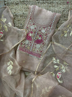Beige Blue Orange Organza