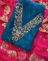 Organza zardogi handwork unstitched suit