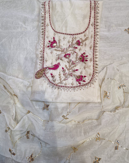 Chanderi Silk Unstitched Suit Set