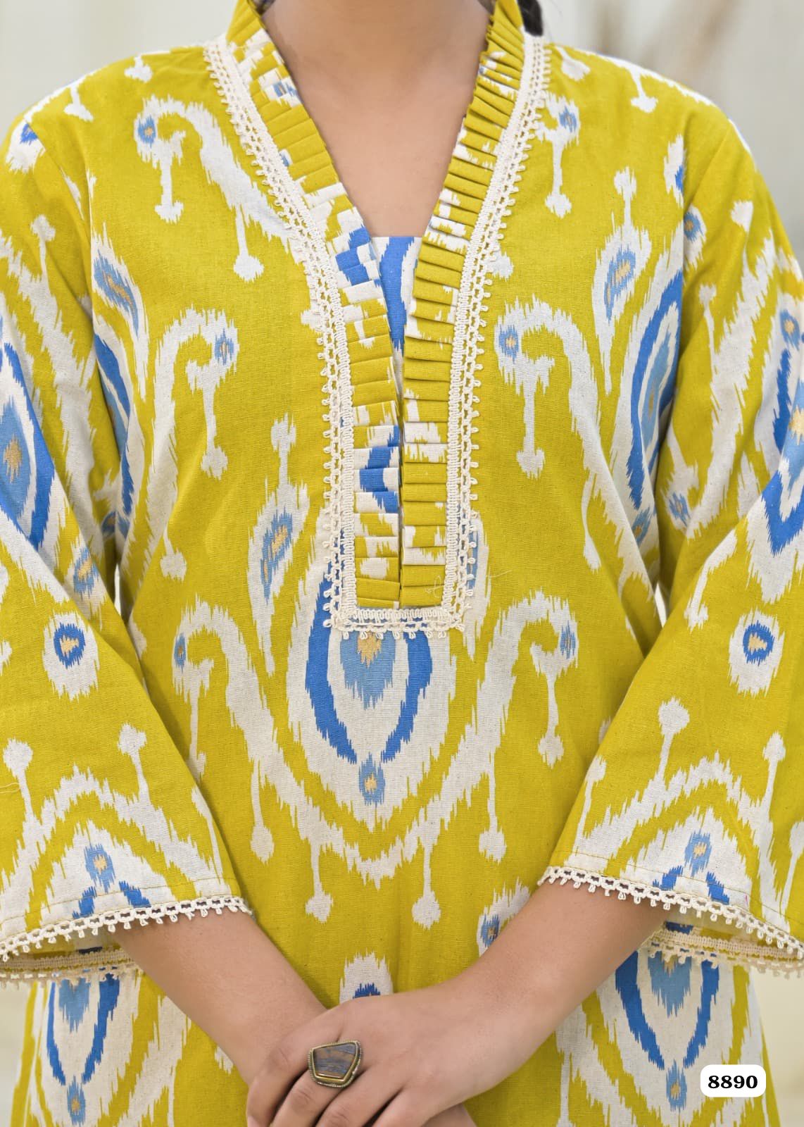 Yellow Cotton Printed Readymades Co-Ord -Set Of 2