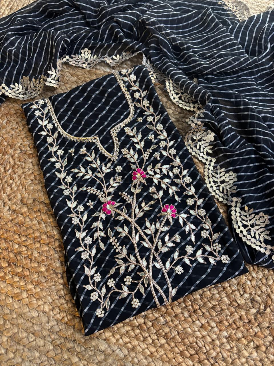 Georgette heavy zardogi handwork unstitched suit set