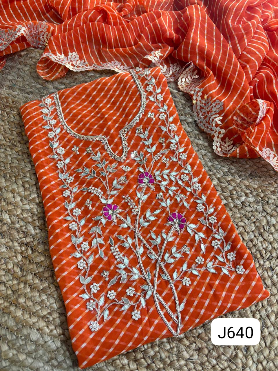 Georgette heavy zardogi handwork unstitched suit set