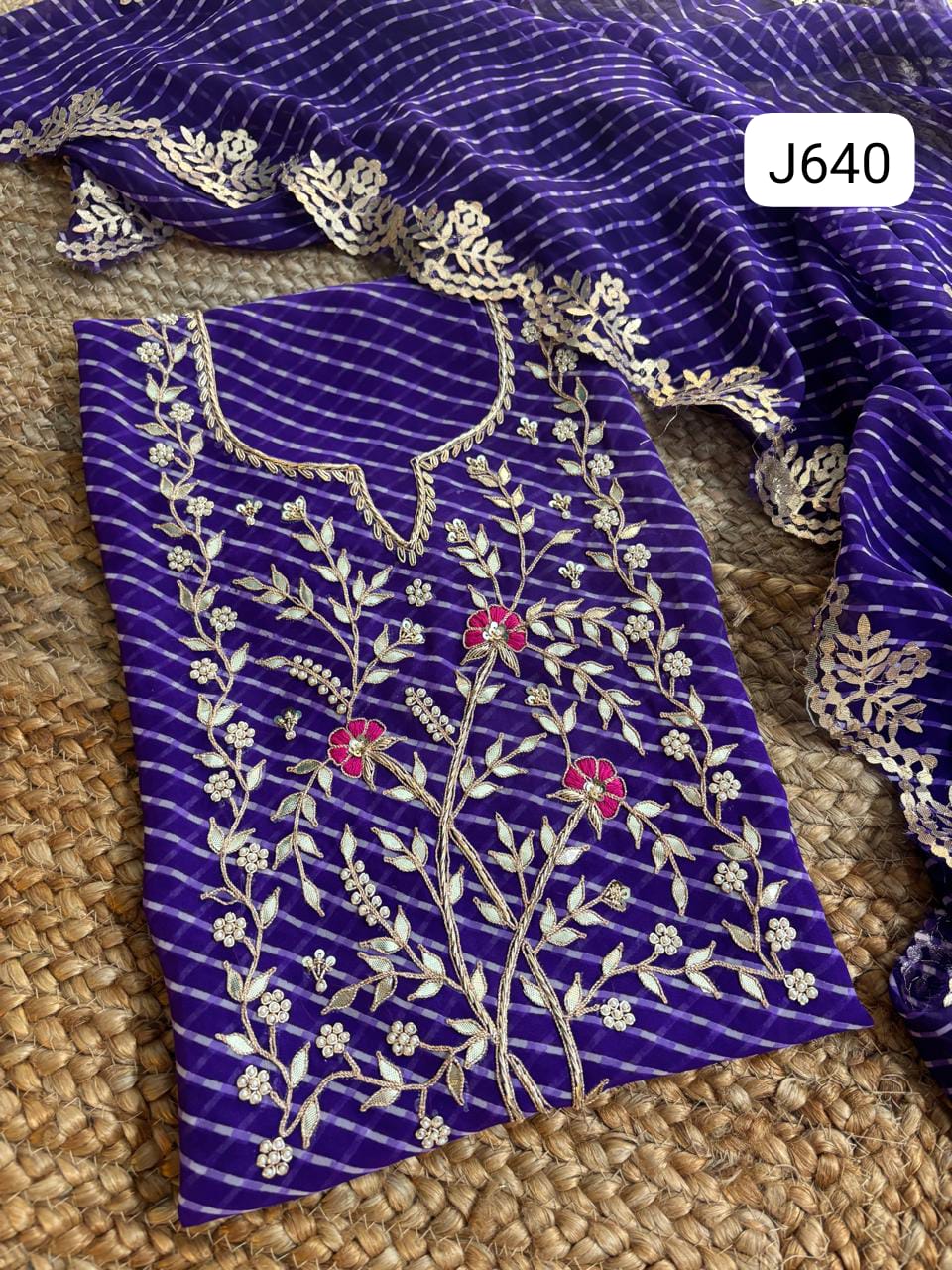 Georgette heavy zardogi handwork unstitched suit set