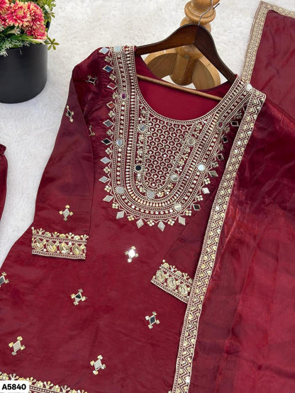 Maroon Designer Silk Sharara Set