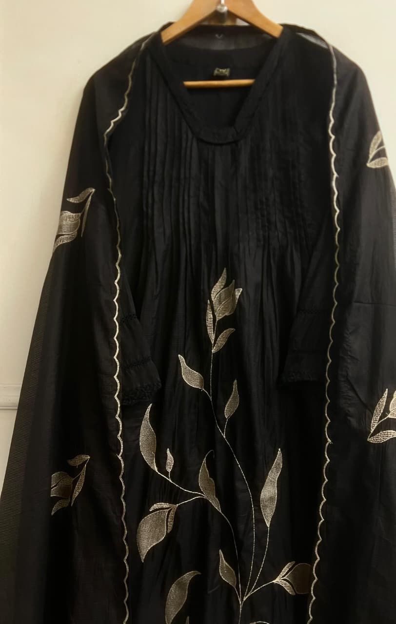 Nirvaya Mul Cotton Embroidered Black 3-Piece Set