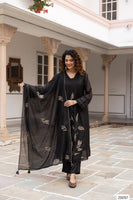 Nirvaya Mul Cotton Embroidered Black 3-Piece Set