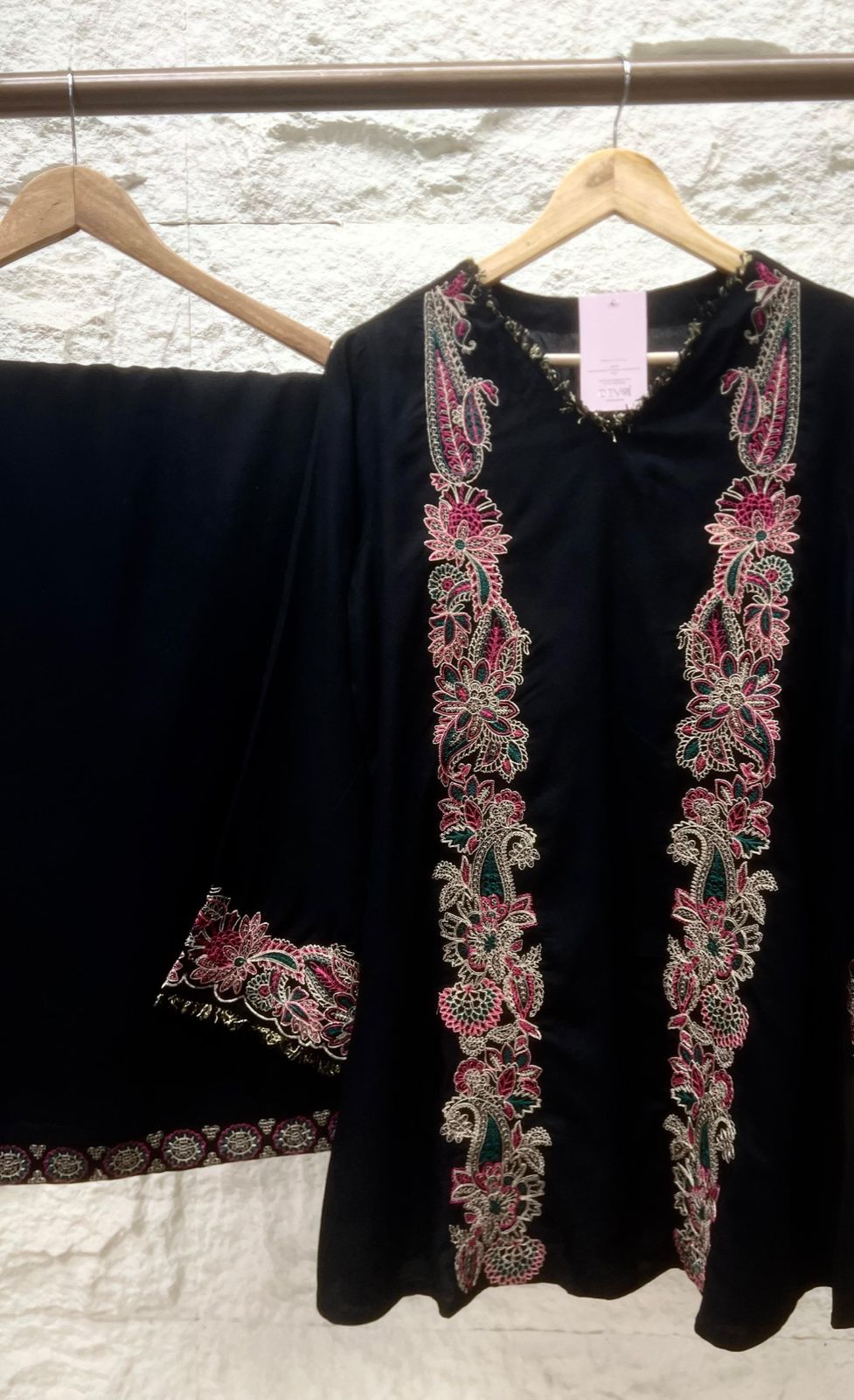 Nayra German Rayon Embroidered Black 2-Piece Set