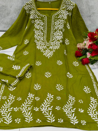 Soft Modal Chikankari Kurta and Pant set
