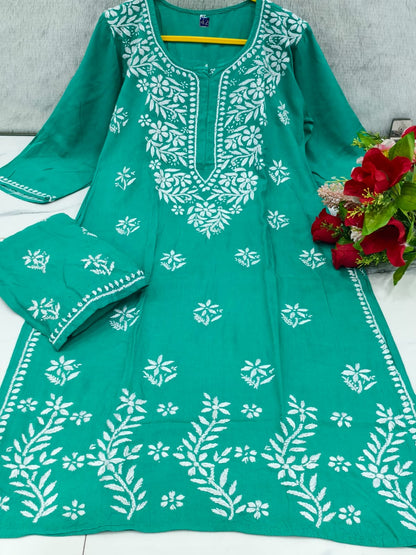 Soft Modal Chikankari Kurta and Pant set