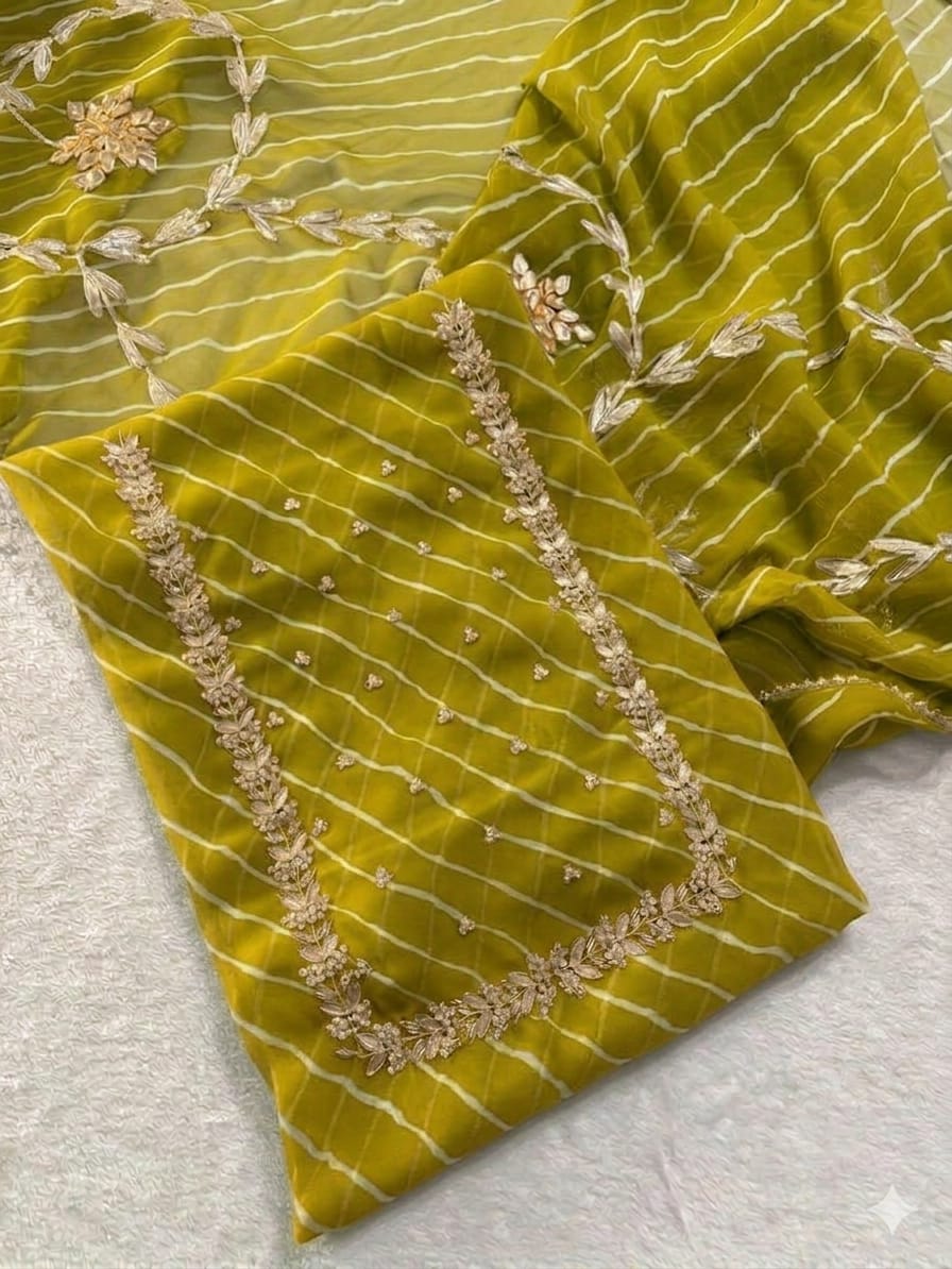 Georgette jardoz work kurti with Georgette kacha patti work duppata