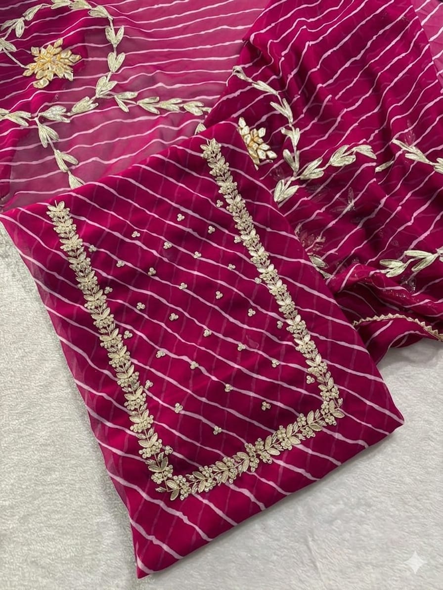 Georgette jardoz work kurti with Georgette kacha patti work duppata