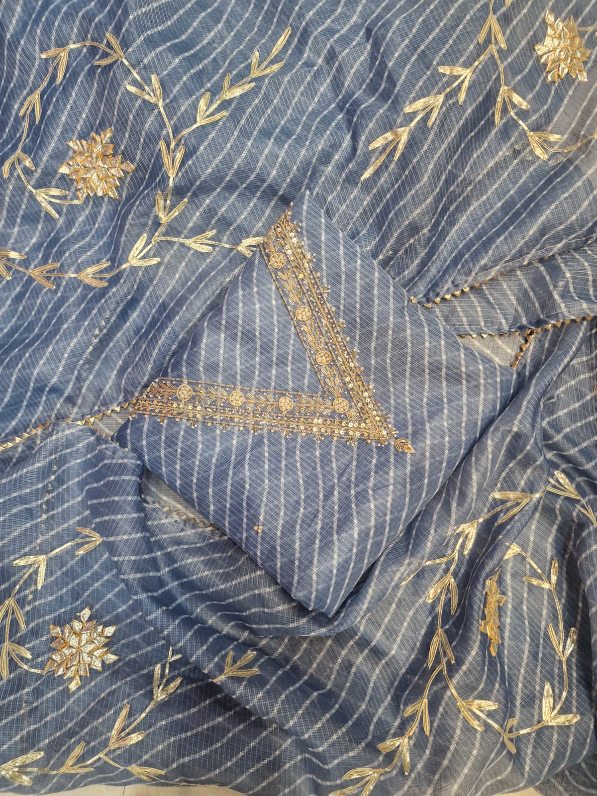 Kota silk lehariya gotta work &nbsp;kurti with kota lehariya gotta work duppata