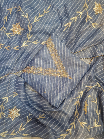 Kota silk lehariya gotta work &nbsp;kurti with kota lehariya gotta work duppata