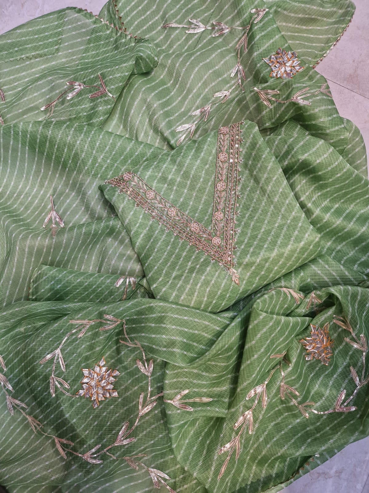 Kota silk lehariya gotta work &nbsp;kurti with kota lehariya gotta work duppata