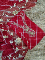 Organza lehariya heavy jardoz work kurti with organza lehariya gotta work duppata