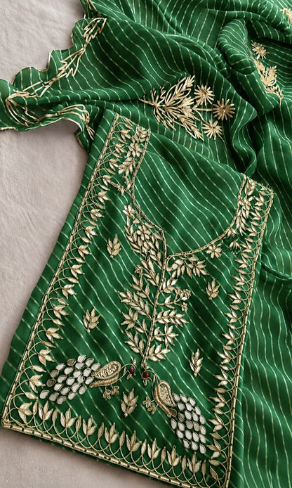 Georgette heavy jardoz work kurti with Georgette gotta work dupatta