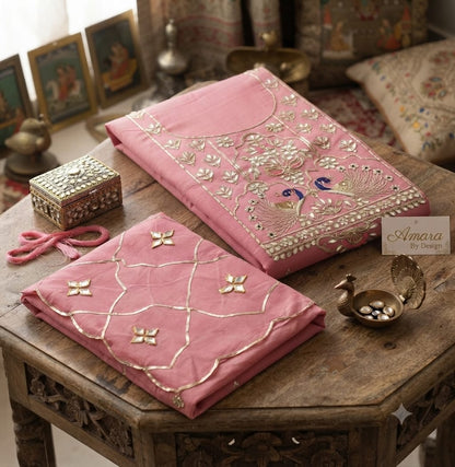 Chanderi heavy jardoz work kurti with chanderi kacha patti work duppata