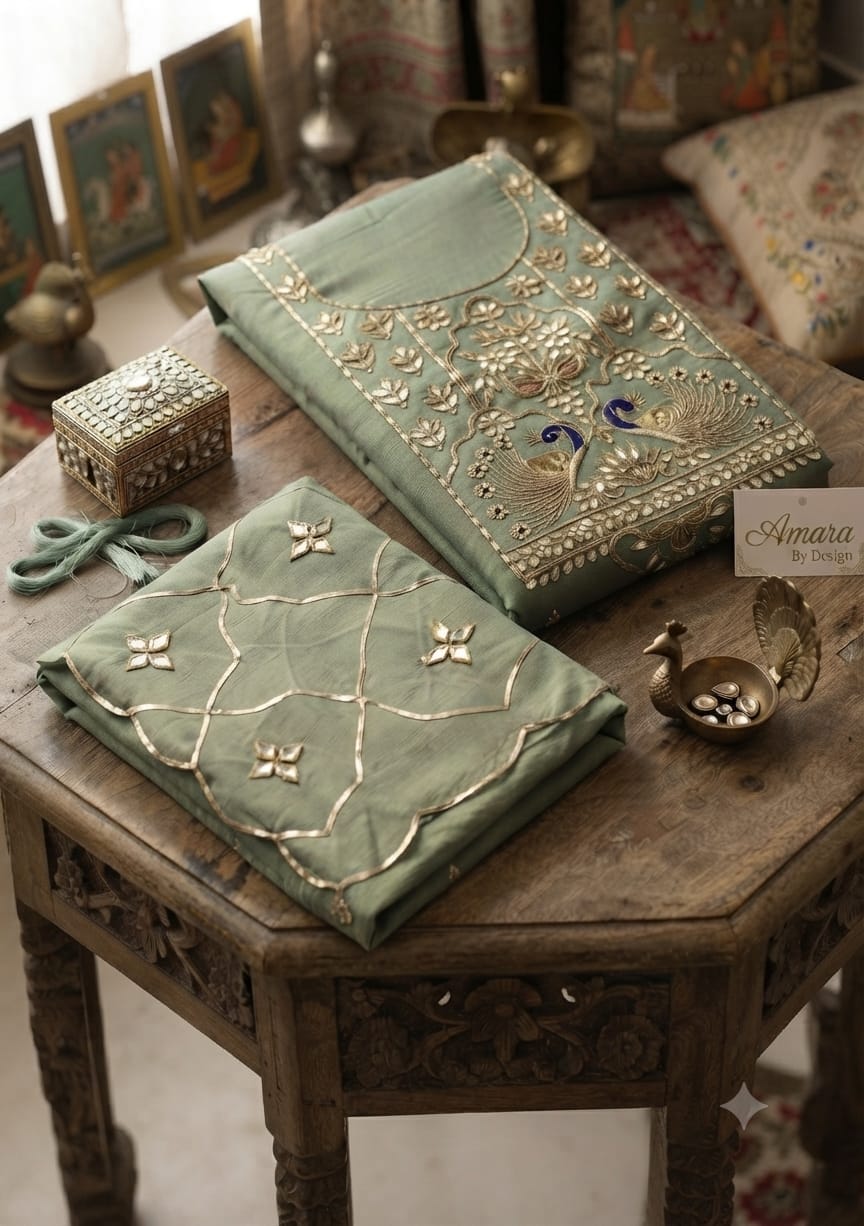 Chanderi heavy jardoz work kurti with chanderi kacha patti work duppata