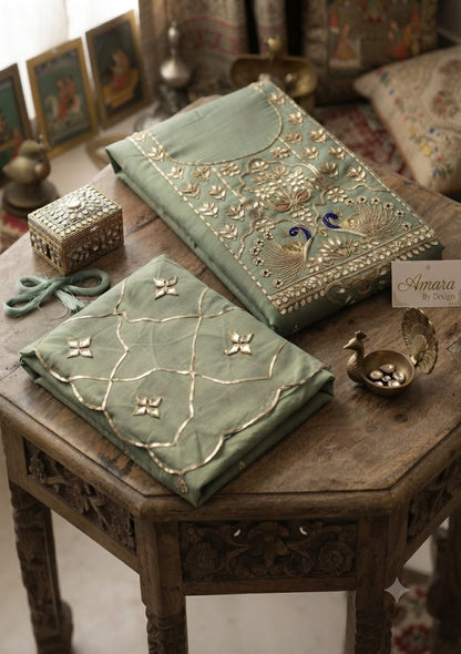 Chanderi heavy jardoz work kurti with chanderi kacha patti work duppata