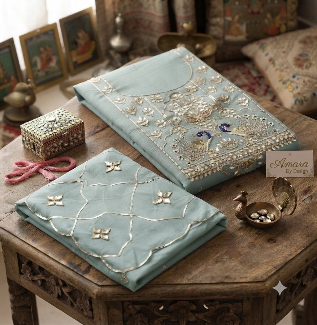 Chanderi heavy jardoz work kurti with chanderi kacha patti work duppata