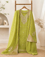 Georgette heavy gotta work kurti with Georgette gotta work dupatta set