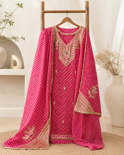 Georgette heavy gotta work kurti with Georgette gotta work dupatta set