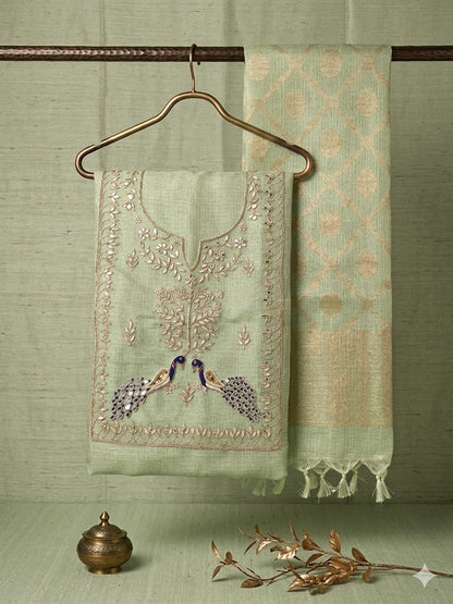 Banarasi silk heavy Jardoz work kurta with banarasi duppata set