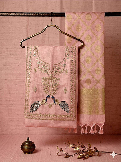 Banarasi silk heavy Jardoz work kurta with banarasi duppata set