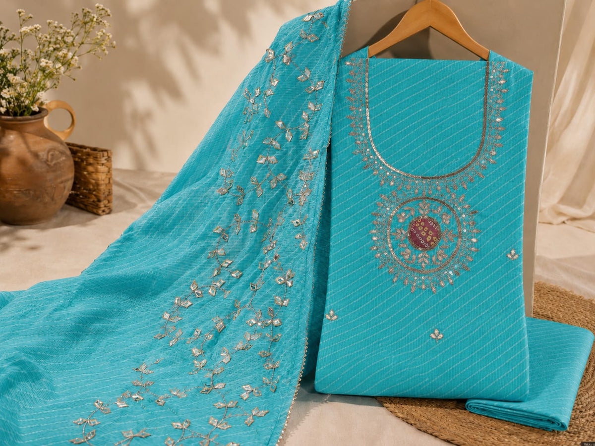 Kota doriya heavy gotta work kurta with kota doriya heavy gotta work duppata