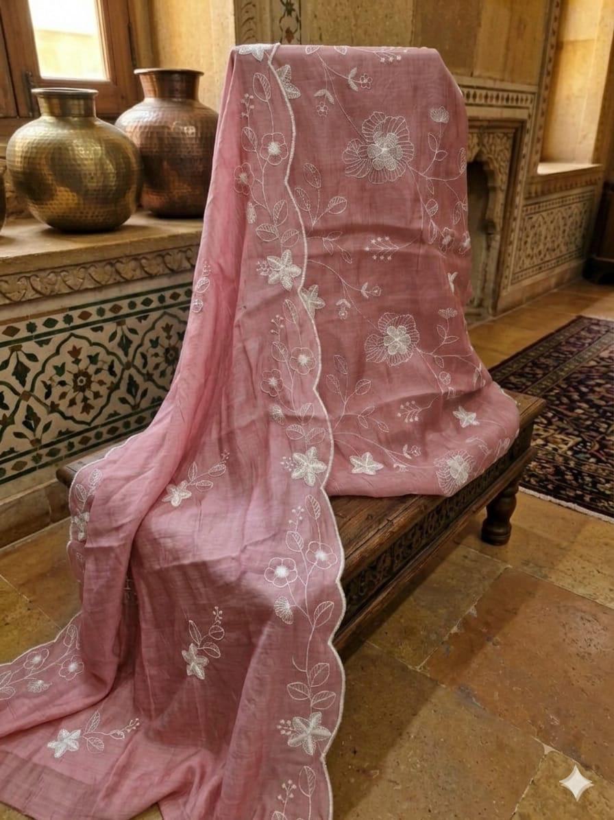 Mul Chanderi with Cut Work Dupatta