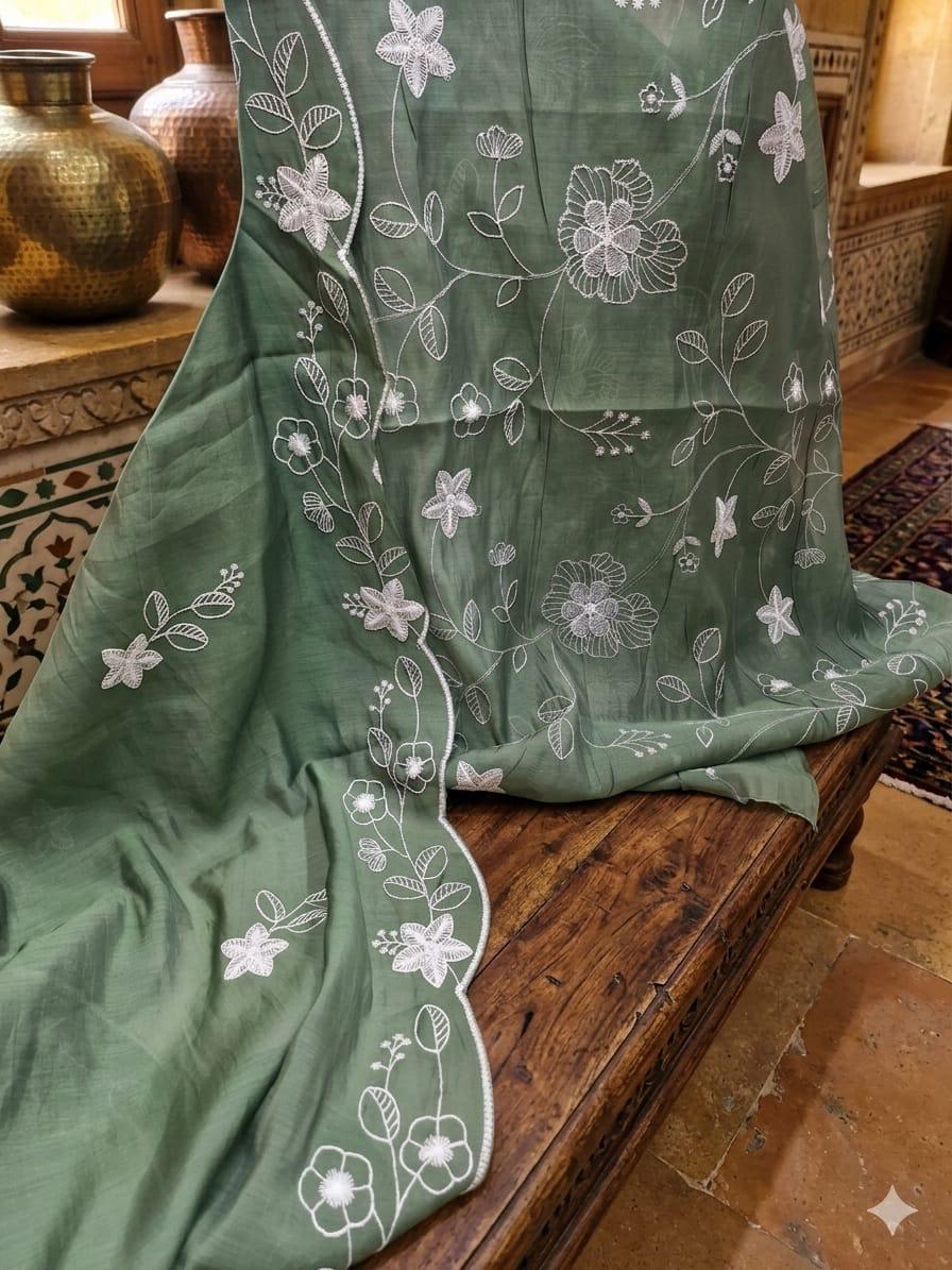 Mul Chanderi with Cut Work Dupatta