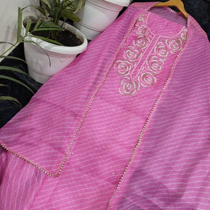 Kota Lehariya Pearl Work Kurta with Kota Silk Dupatta