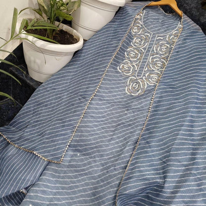 Kota Lehariya Pearl Work Kurta with Kota Silk Dupatta