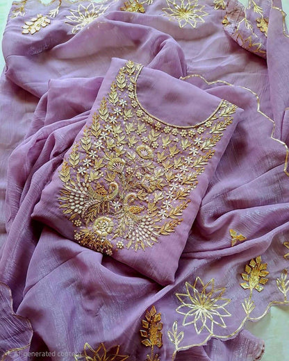 Pure crush tissue new fabric jardoz work kurta with crepe crush gotta cut work dupatta