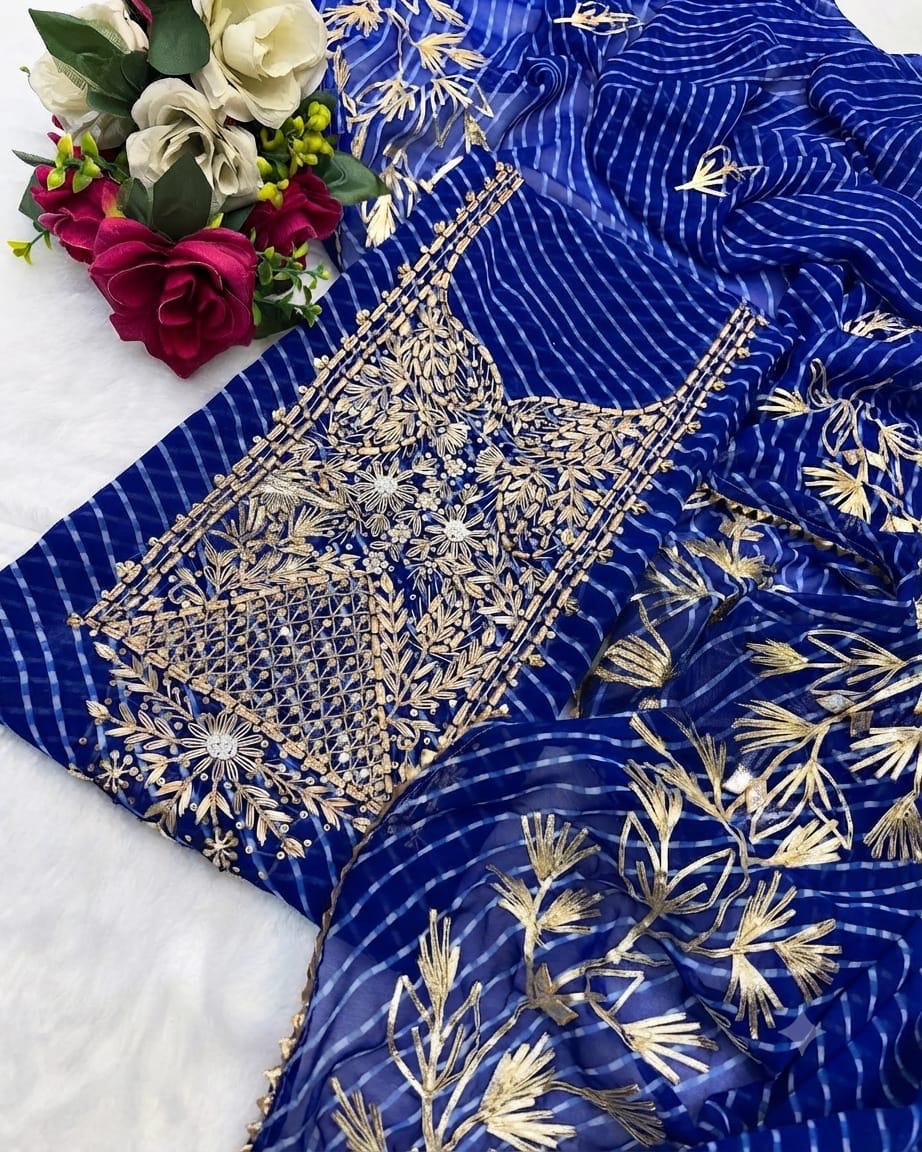 Georgette heavy jardoz work kurta Georgette heavy gotta work duppata