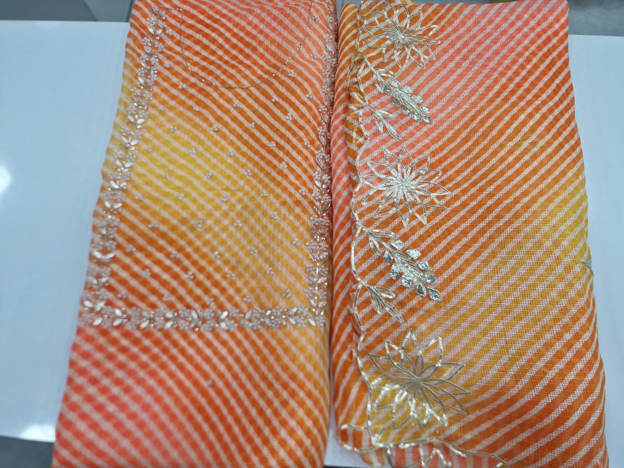 Kota lehariya gotta work kurti with kota lehariya kacha patti work duppata