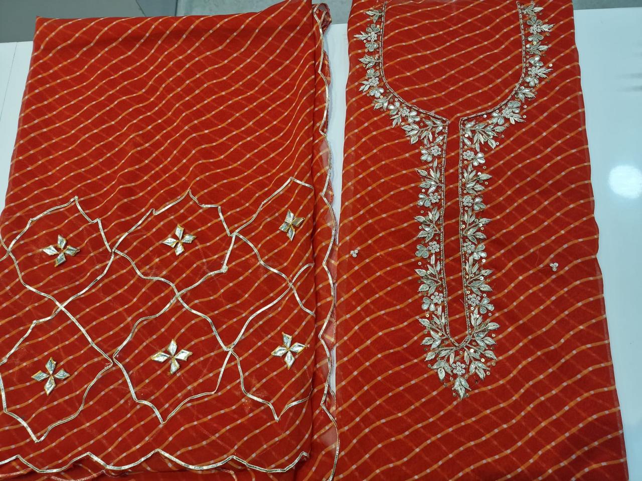 Georgette heavy jardoz work kurta Georgette heavy gotta work duppata