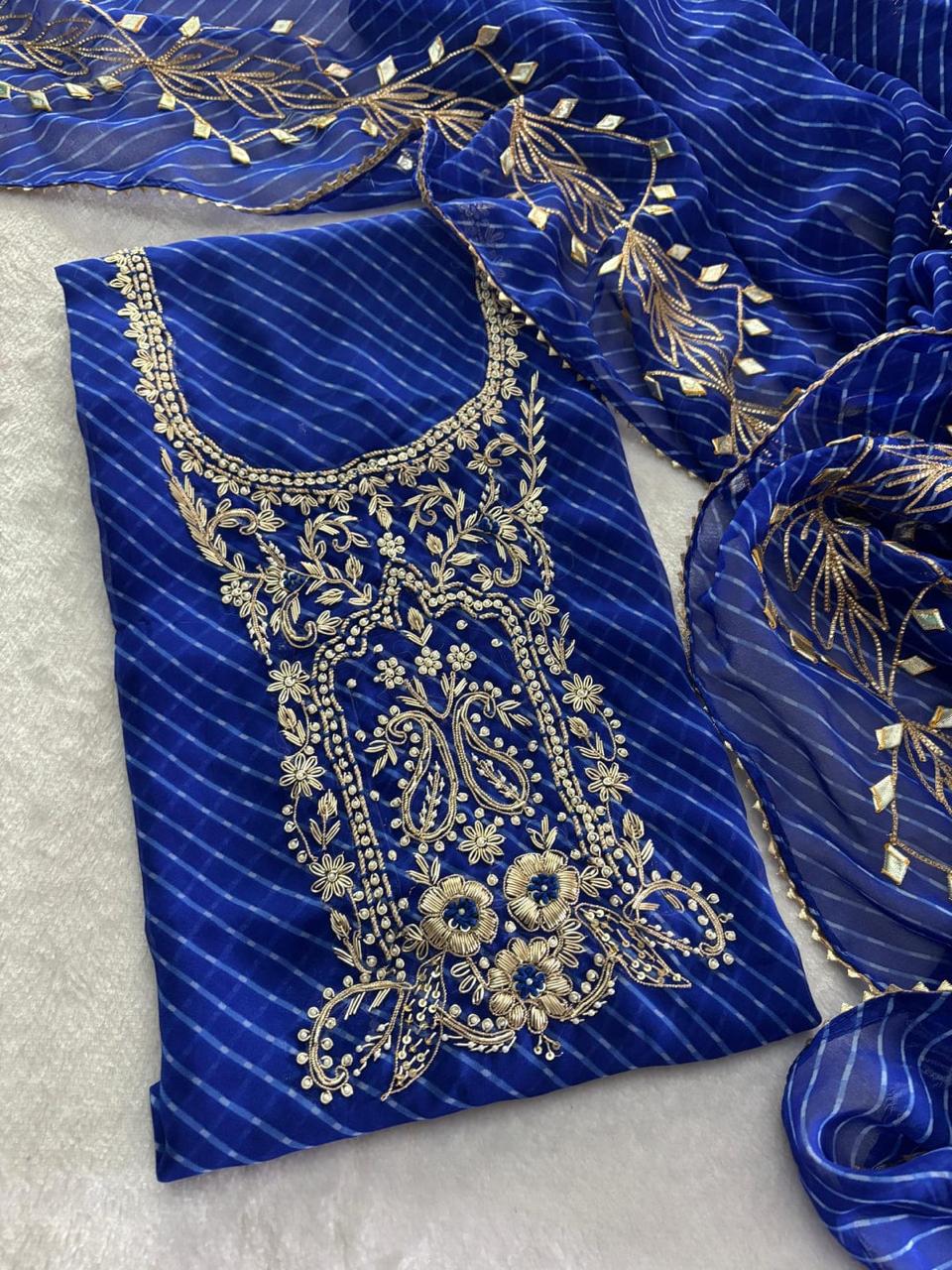 Georgette heavy Zardoz work kurta Georgette heavy gotta work duppata