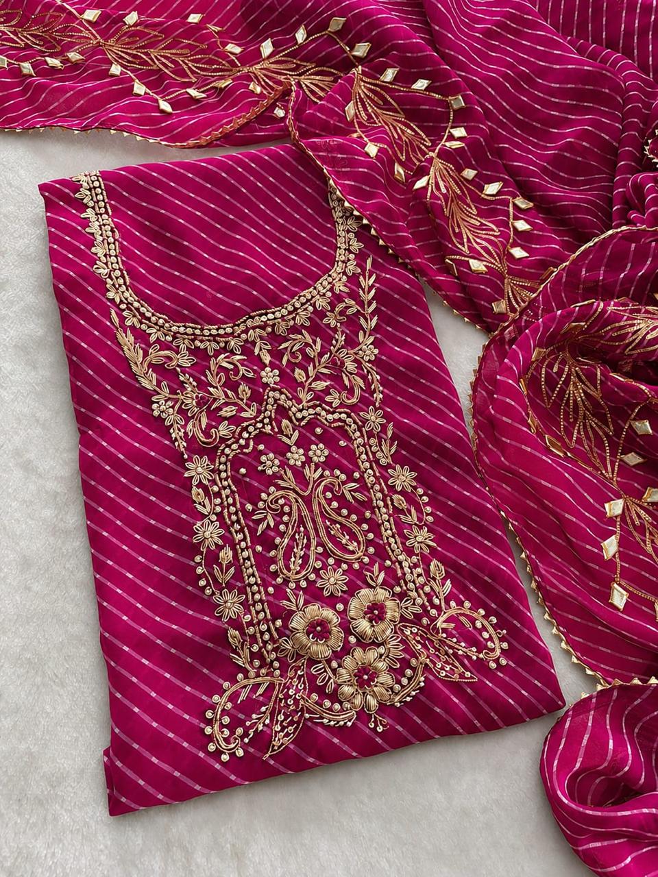 Georgette heavy Zardoz work kurta Georgette heavy gotta work duppata