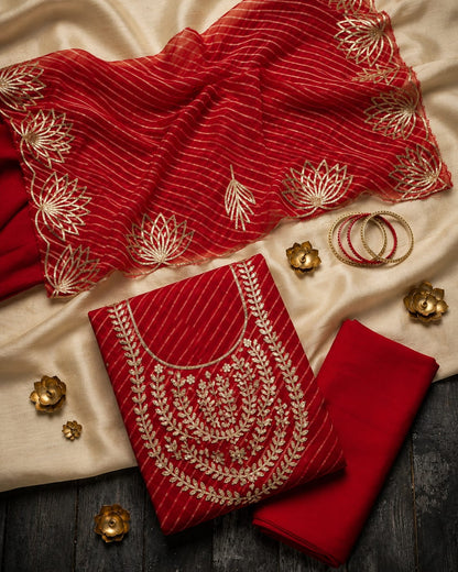 Georgette heavy gotta work kurta with Georgette gotta cut work duppata and bottom