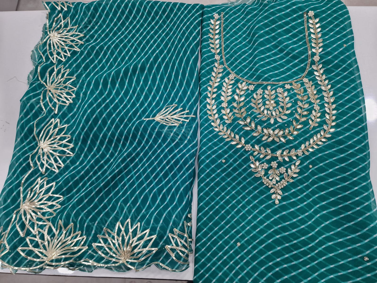 Georgette heavy gotta work kurta with Georgette gotta cut work duppata and bottom