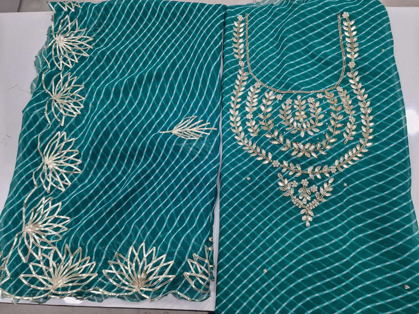 Georgette heavy gotta work kurta with Georgette gotta cut work duppata and bottom