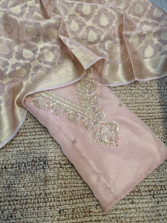 Banarasi kota silk heavy jardoz work kurta with banrasi silk kota duppata