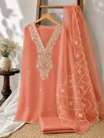 Crush tissue fabric heavy jardoz work kurta with crush tissue gotta work dupatta
