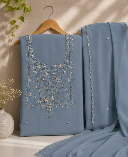 Plain soft georgette fabric jardoz work kurti with Georgette fabric jardoz work cut work dupatta