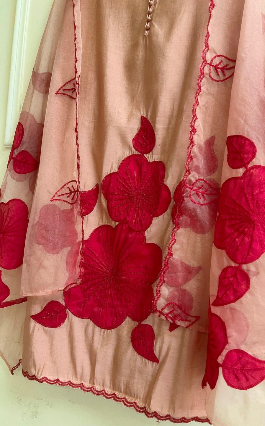 Peach Modal Silk Embroidered Unstitched 3-Piece Suit