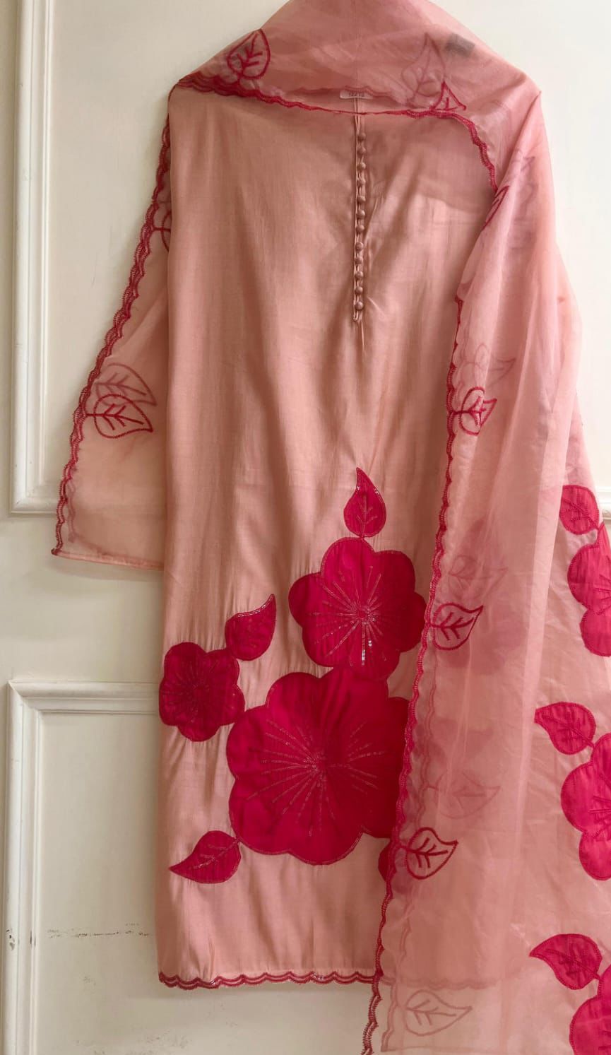 Peach Modal Silk Embroidered Unstitched 3-Piece Suit