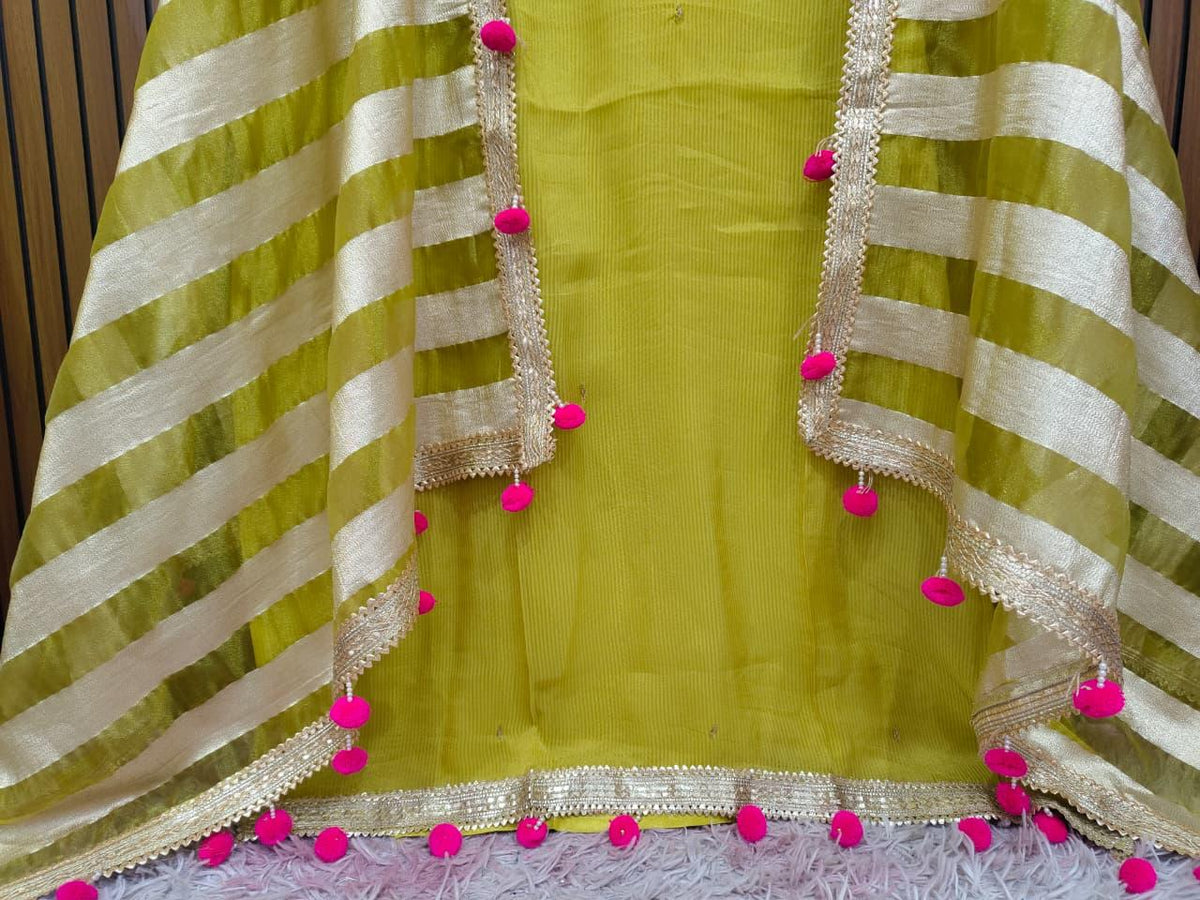 Ivory Shimmer Unstitched Suit Set